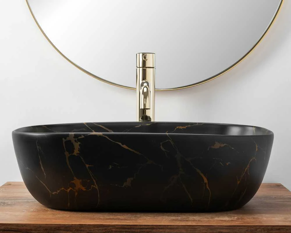 Praustuvas Rea Belinda, Juodas Marble Mat