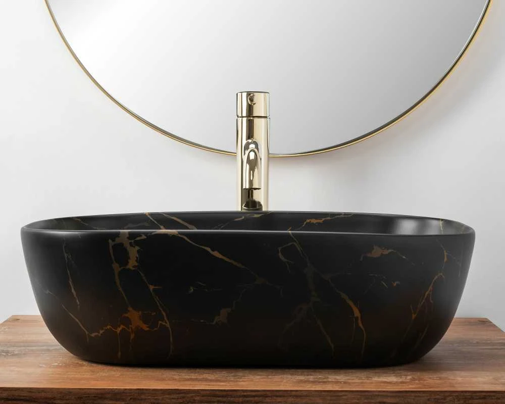 Praustuvas Rea Belinda, Juodas Marble Mat