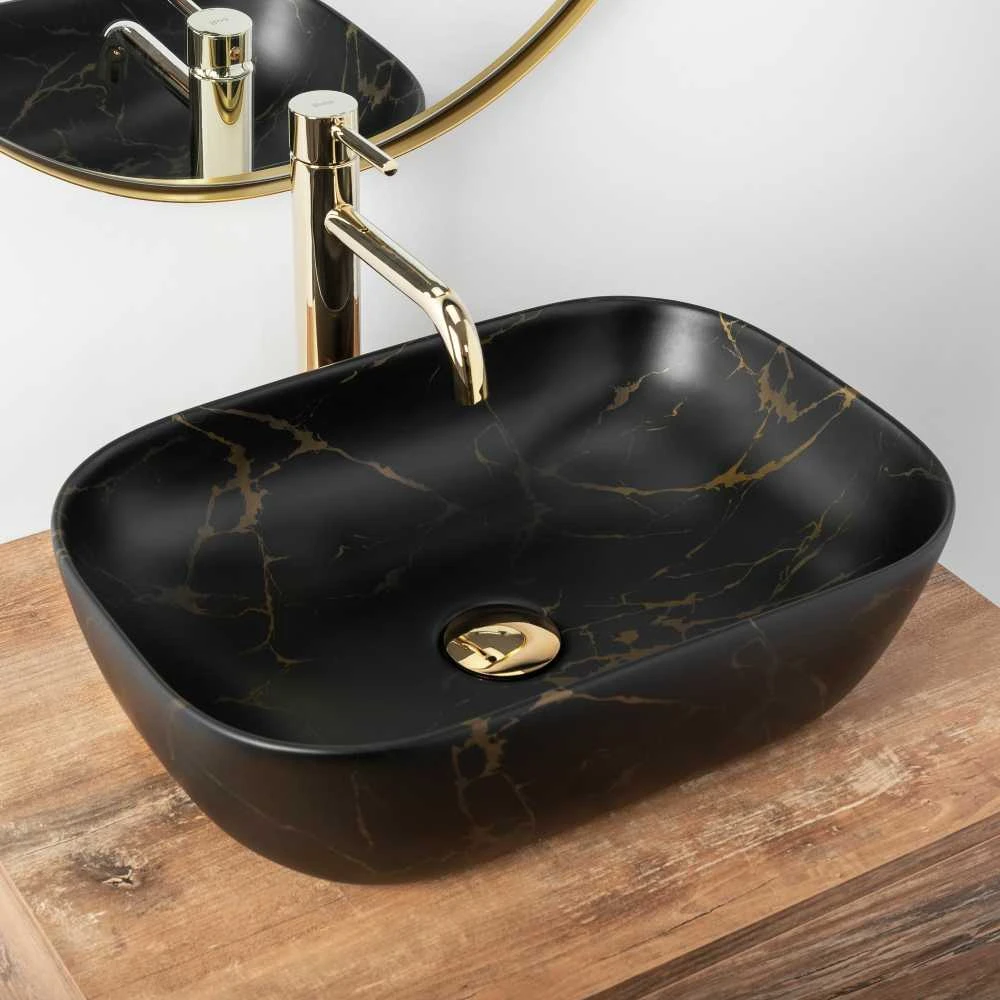 Praustuvas Rea Belinda, Juodas Marble Mat