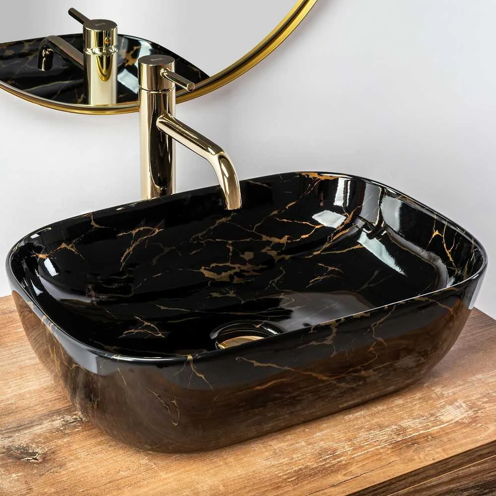 Praustuvas Rea Belinda, Juodas Marble Shiny
