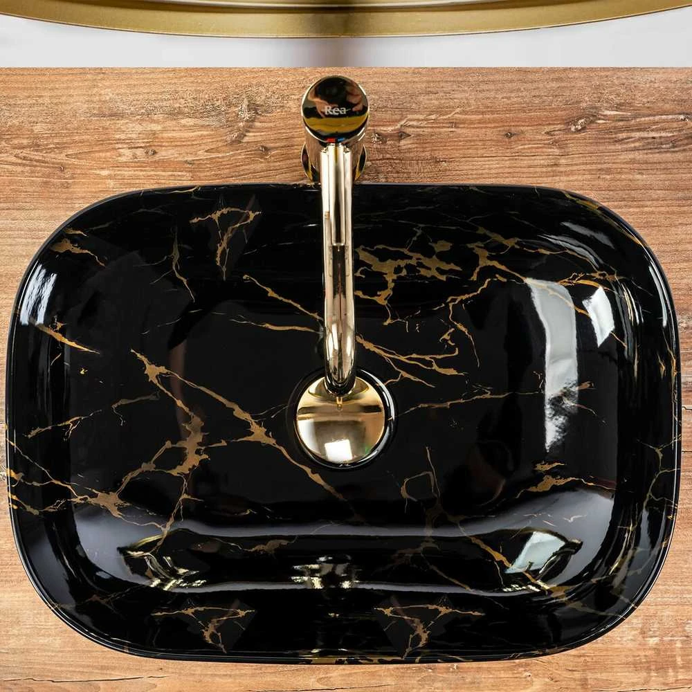Praustuvas Rea Belinda, Juodas Marble Shiny