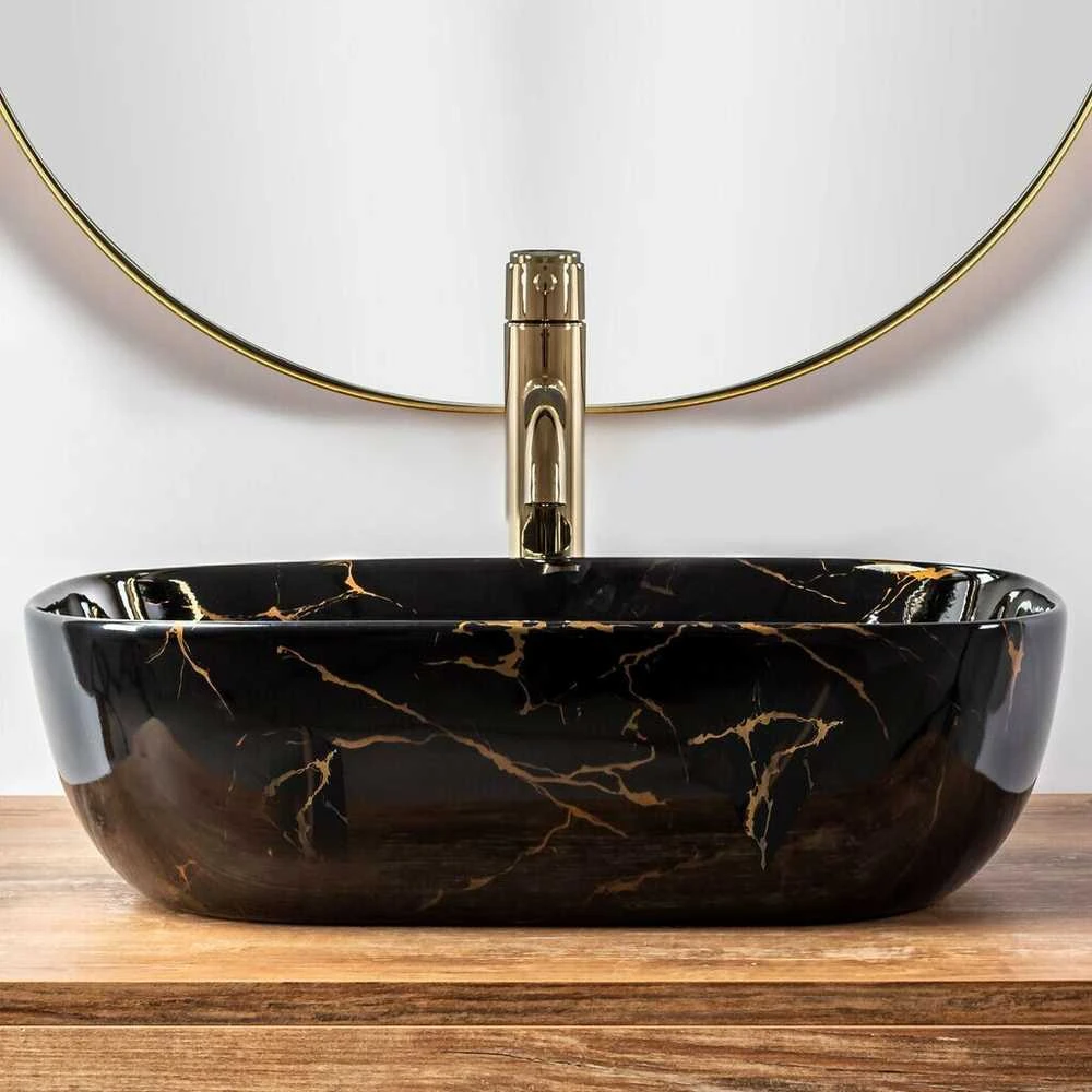 Praustuvas Rea Belinda, Juodas Marble Shiny