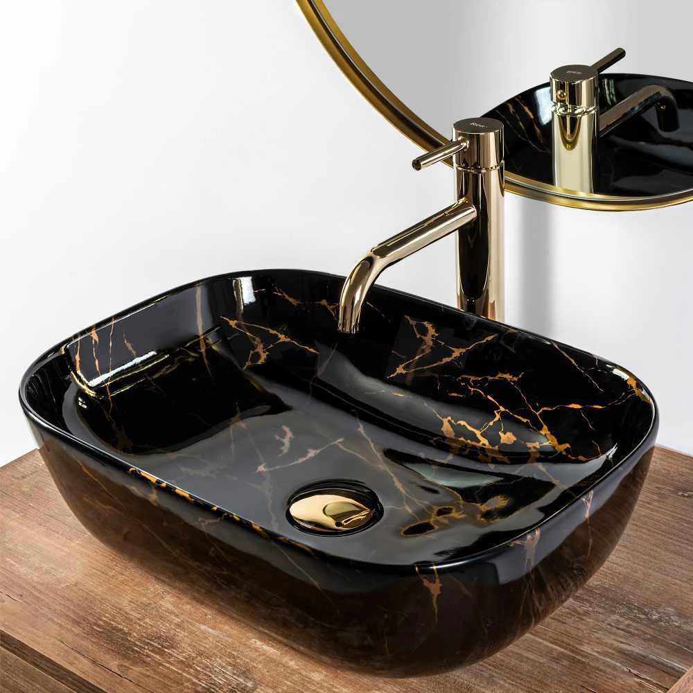 Praustuvas Rea Belinda, Juodas Marble Shiny