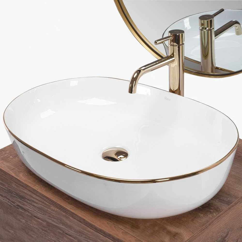 Praustuvas Rea Cleo 61, Baltas/Gold Edge