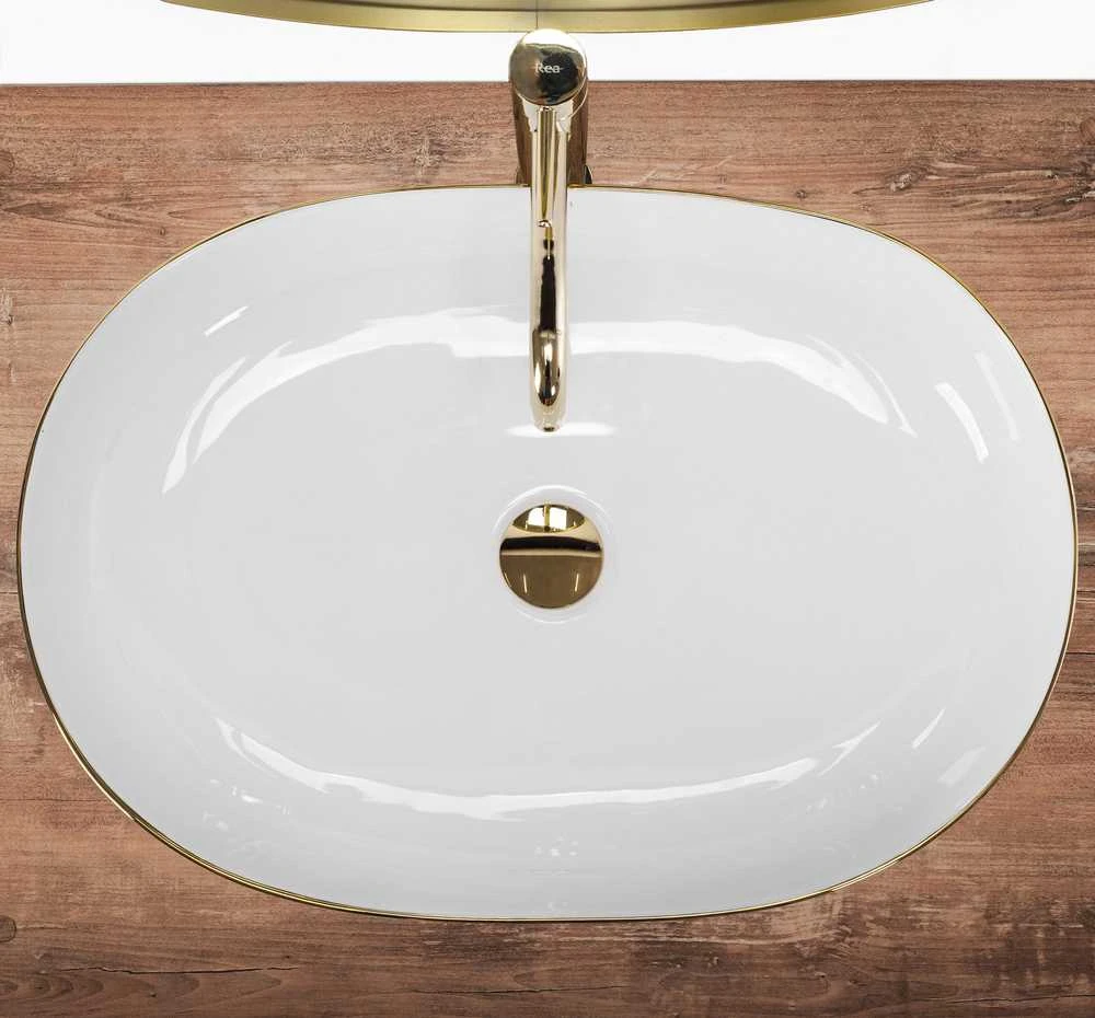 Praustuvas Rea Cleo 61, Baltas/Gold Edge