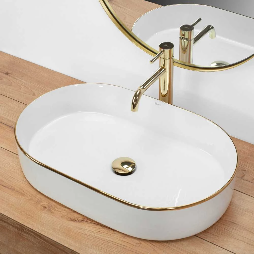 Praustuvas Rea Nadia 60, Baltas/Gold Edge