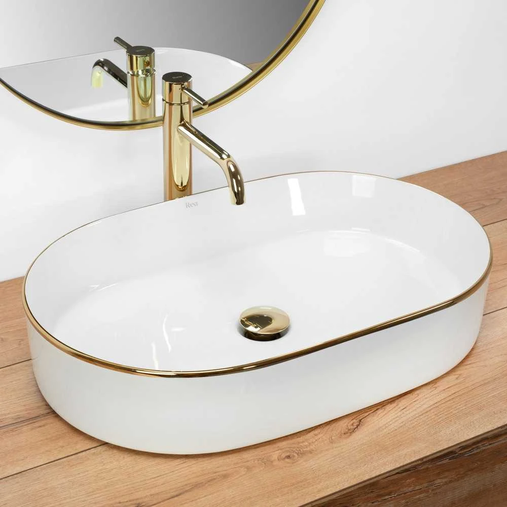 Praustuvas Rea Nadia 60, Baltas/Gold Edge