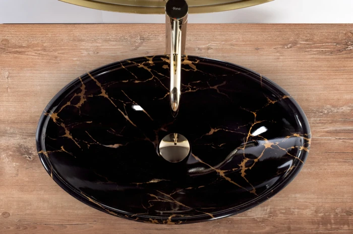 Praustuvas REA Pamela, Juodas Marble Shiny