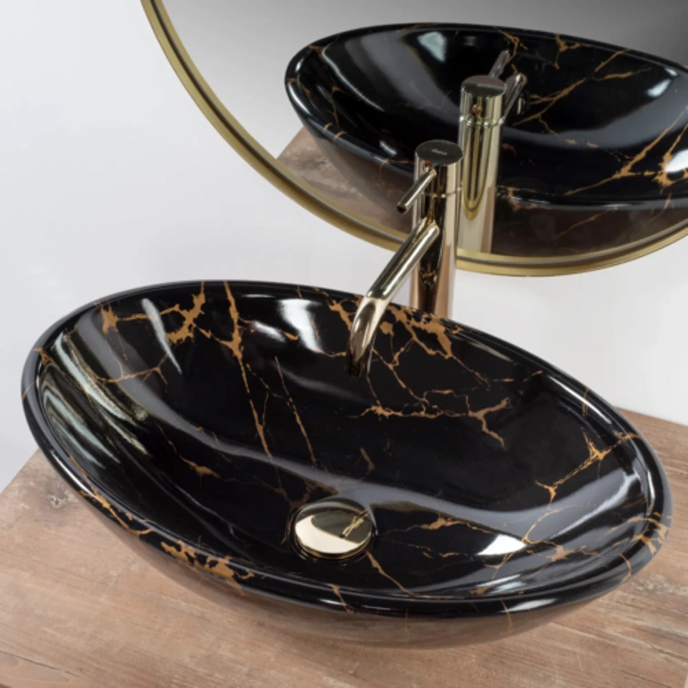 Praustuvas REA Pamela, Juodas Marble Shiny
