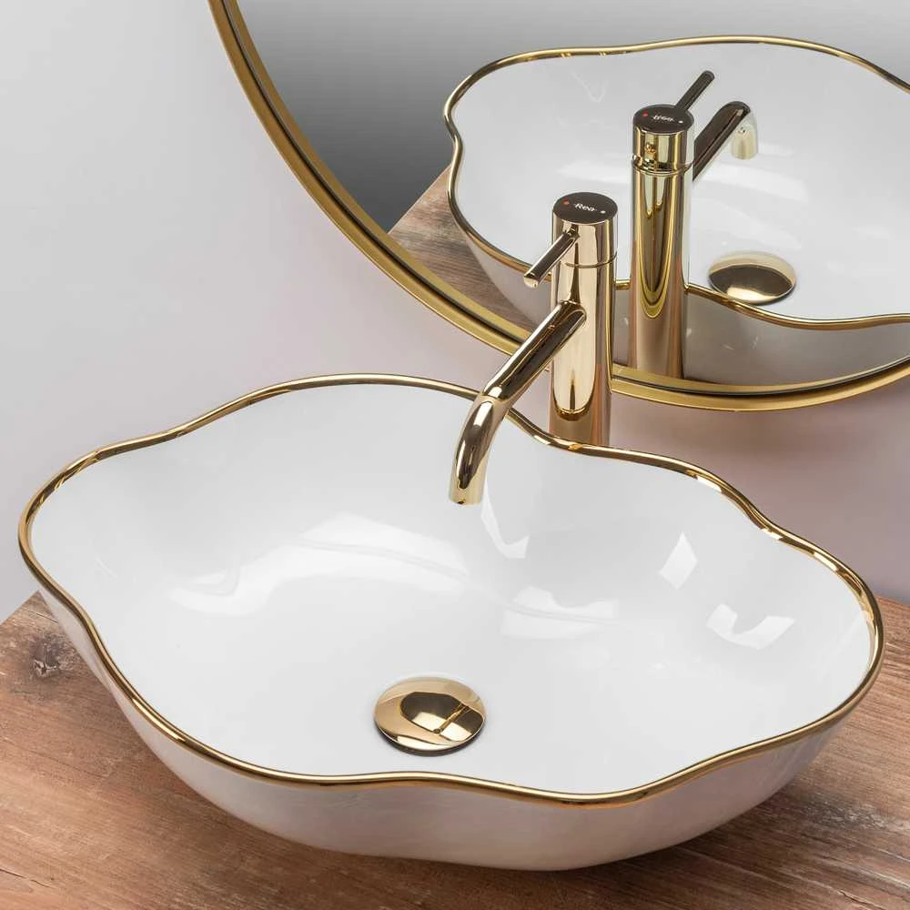 Praustuvas Rea Pearl, Baltas/Gold Edge