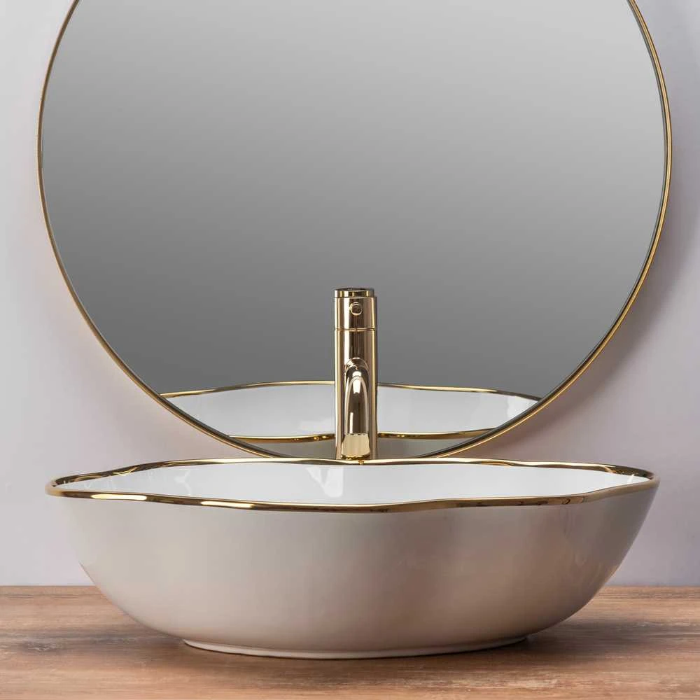 Praustuvas Rea Pearl, Baltas/Gold Edge