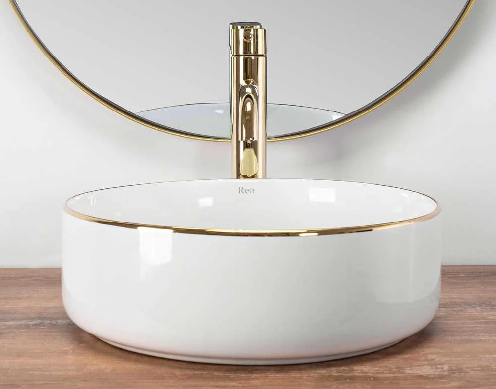 Praustuvas Rea Sami, Baltas/Gold Edge
