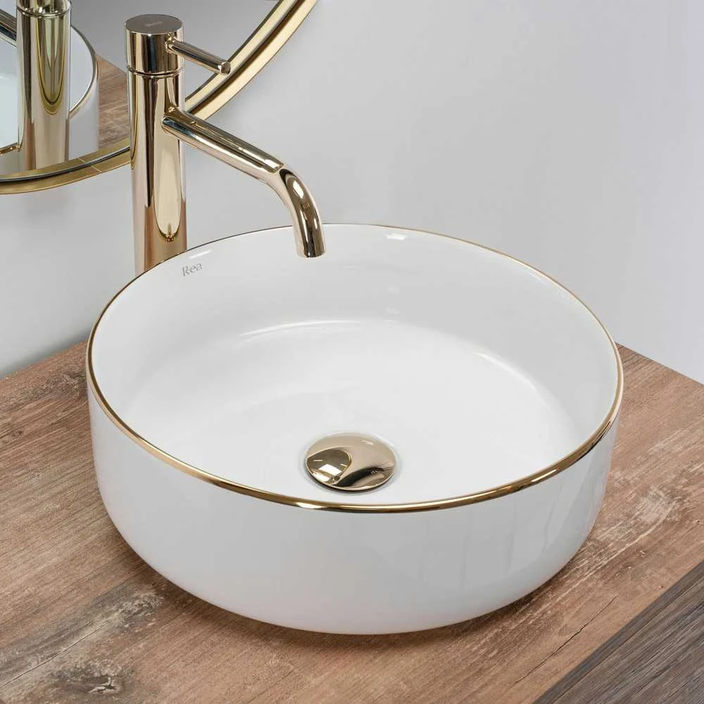 Praustuvas Rea Sami, Baltas/Gold Edge