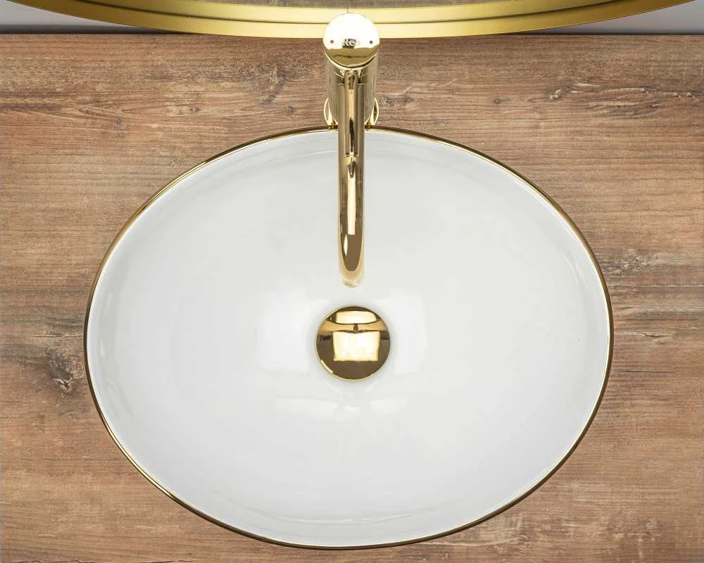 Praustuvas Rea Sofia, Baltas/Gold Edge