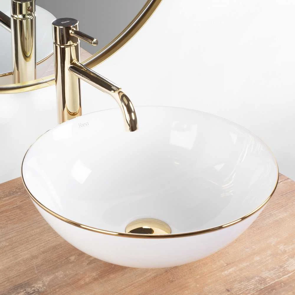 Praustuvas REA Stella, Baltas/Gold edge