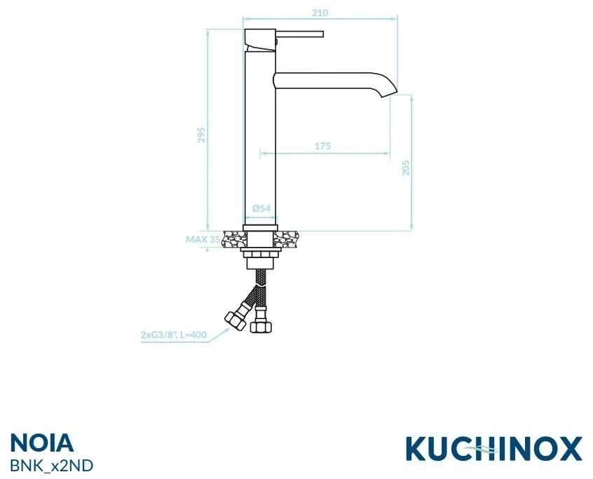 Praustuvo maišytuvas Kuchinox NOIA High, BNK_22NA, Brushed steel