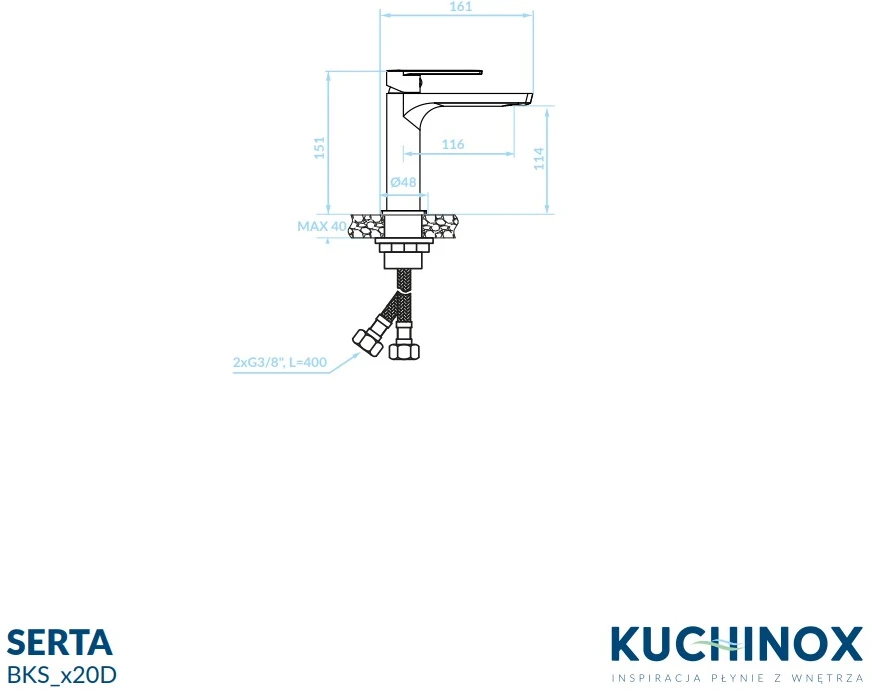 Praustuvo maišytuvas Kuchinox SERTA Low, BKS_020D, Chrome