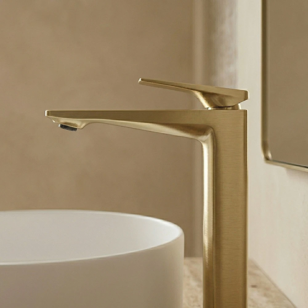 Praustuvo maišytuvas PREMIUM REA Prime High, Brushed Gold