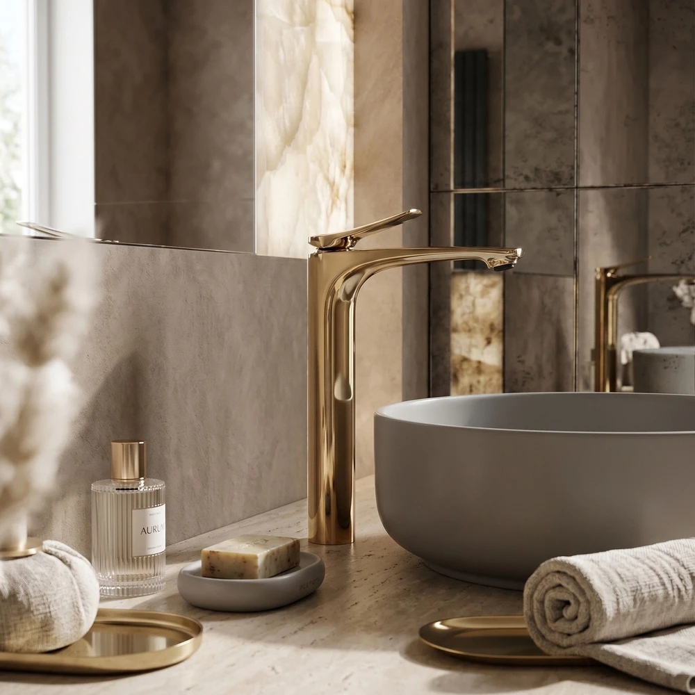 Praustuvo maišytuvas PREMIUM REA Vision High, Gold