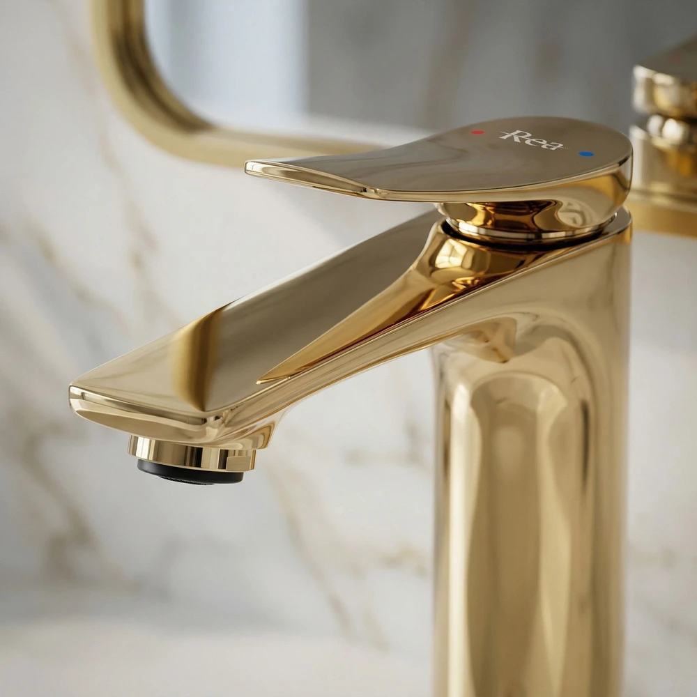 Praustuvo maišytuvas PREMIUM REA Vision Low, Gold