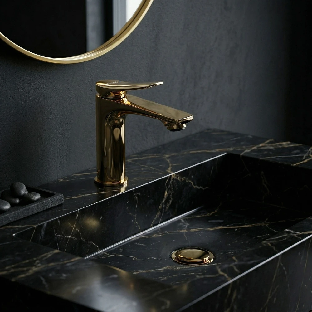 Praustuvo maišytuvas PREMIUM REA Vision Low, Gold