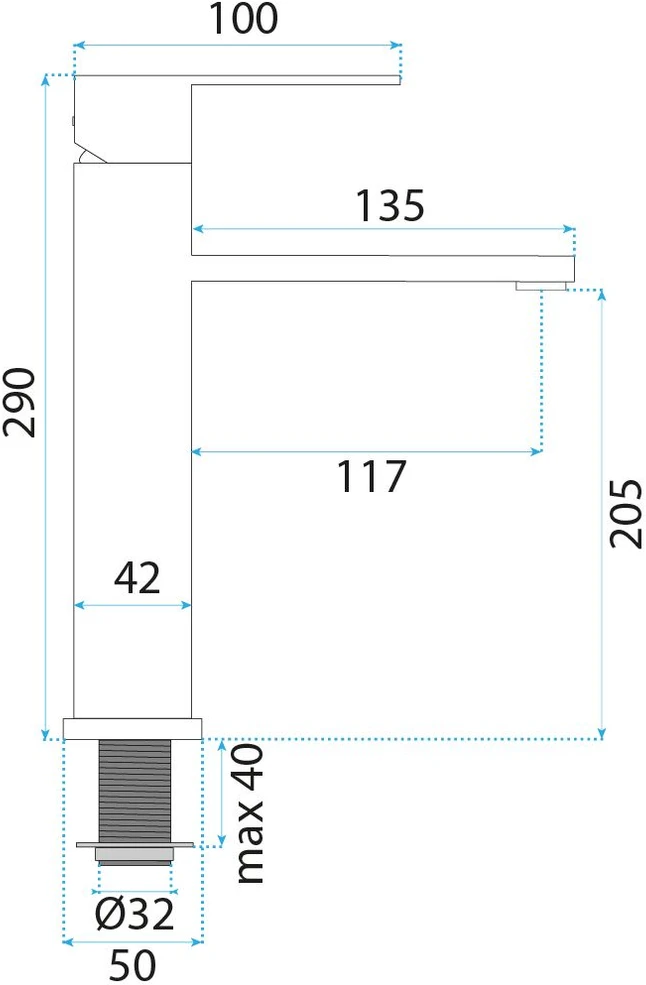 Praustuvo maišytuvas REA Arcos High, Brushed Nickel
