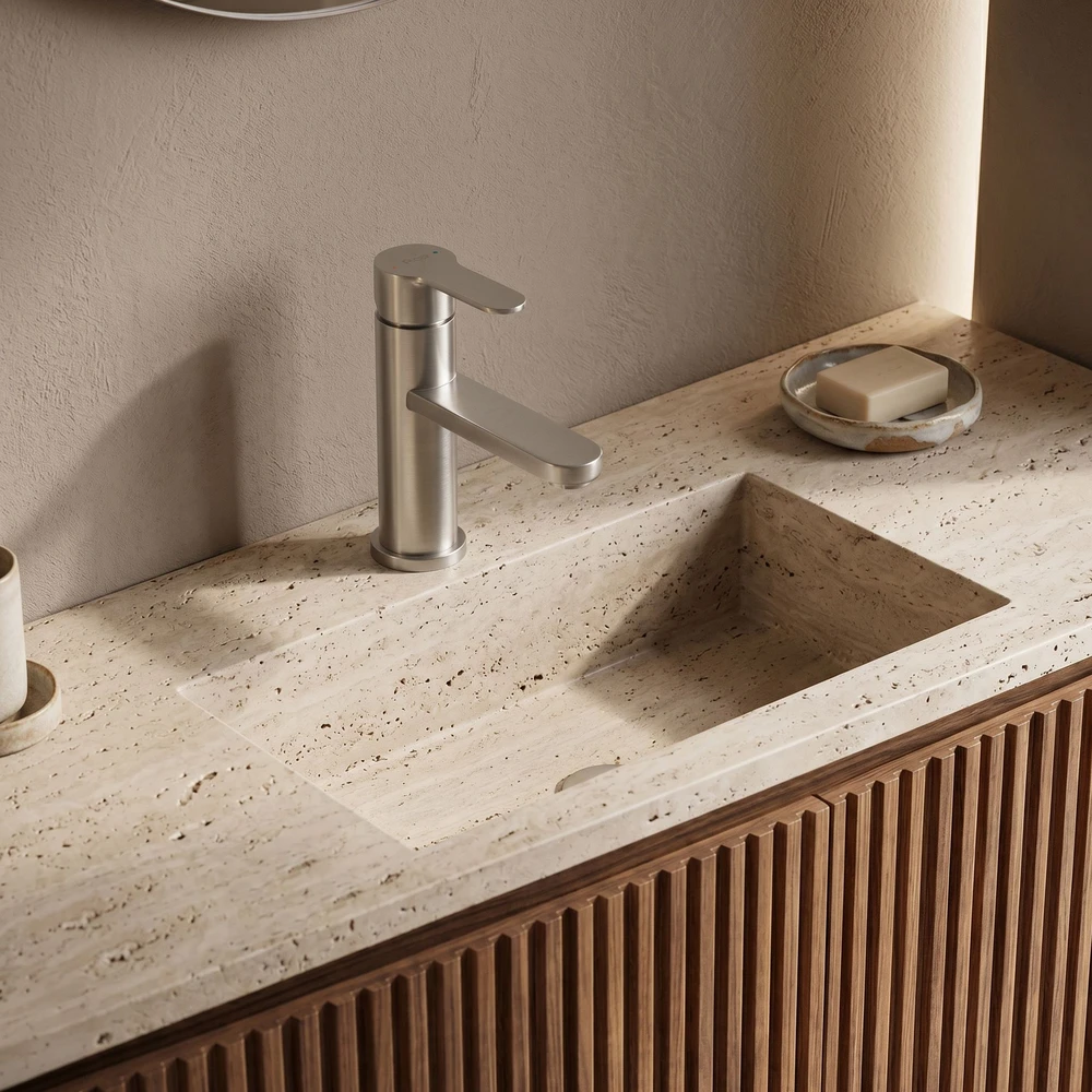 Praustuvo maišytuvas REA Arcos Low, Brushed Nickel