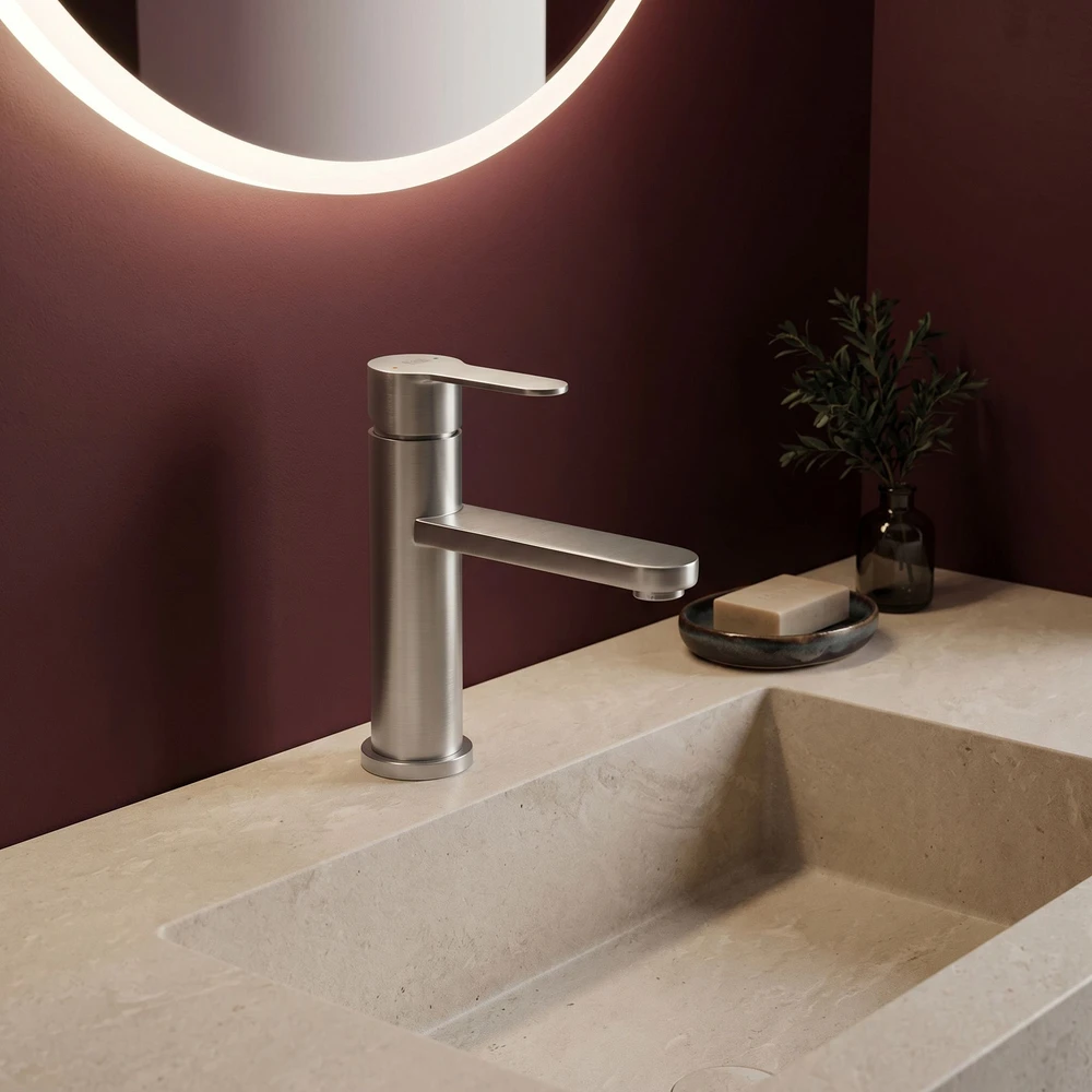 Praustuvo maišytuvas REA Arcos Low, Brushed Nickel