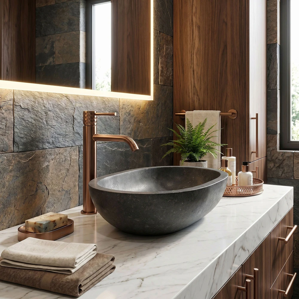 Praustuvo maišytuvas REA Lungo Diamond High, Brushed Copper