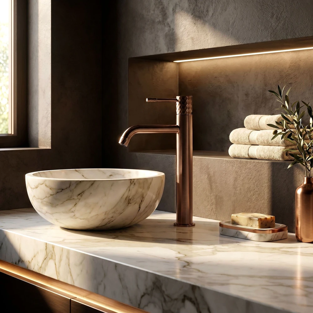 Praustuvo maišytuvas REA Lungo Diamond High, Brushed Copper
