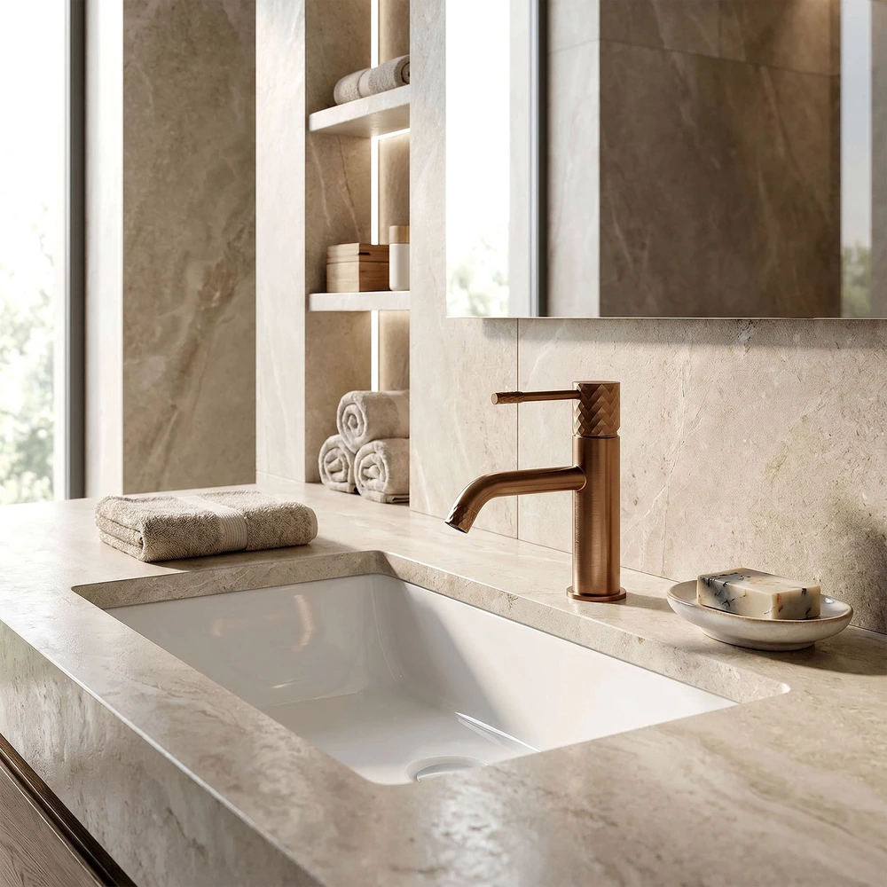 Praustuvo maišytuvas REA Lungo Diamond Low, Brushed Copper