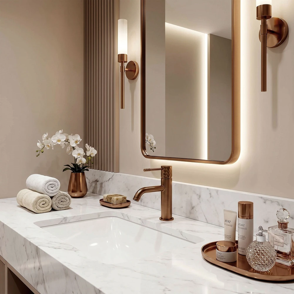 Praustuvo maišytuvas REA Lungo Diamond Low, Brushed Copper