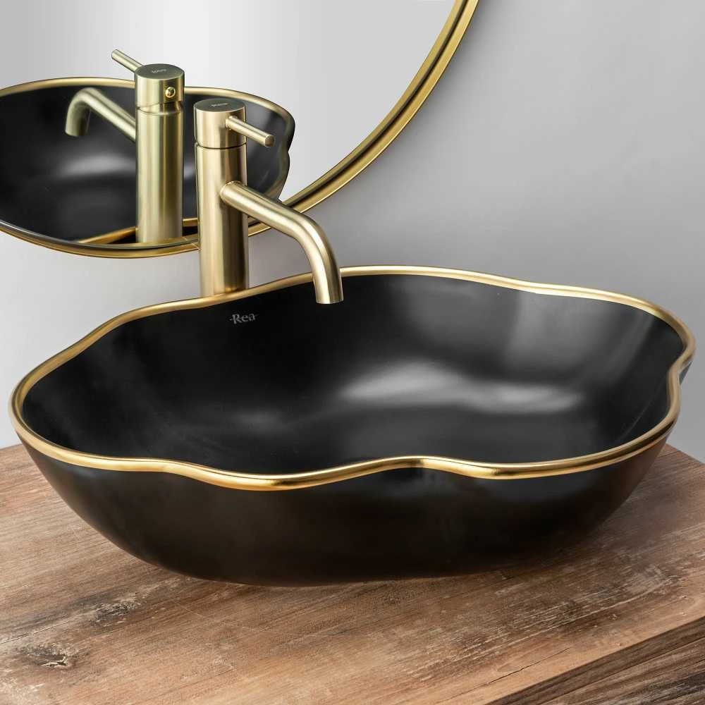 Praustuvo maišytuvas REA Lungo High, Brushed Gold