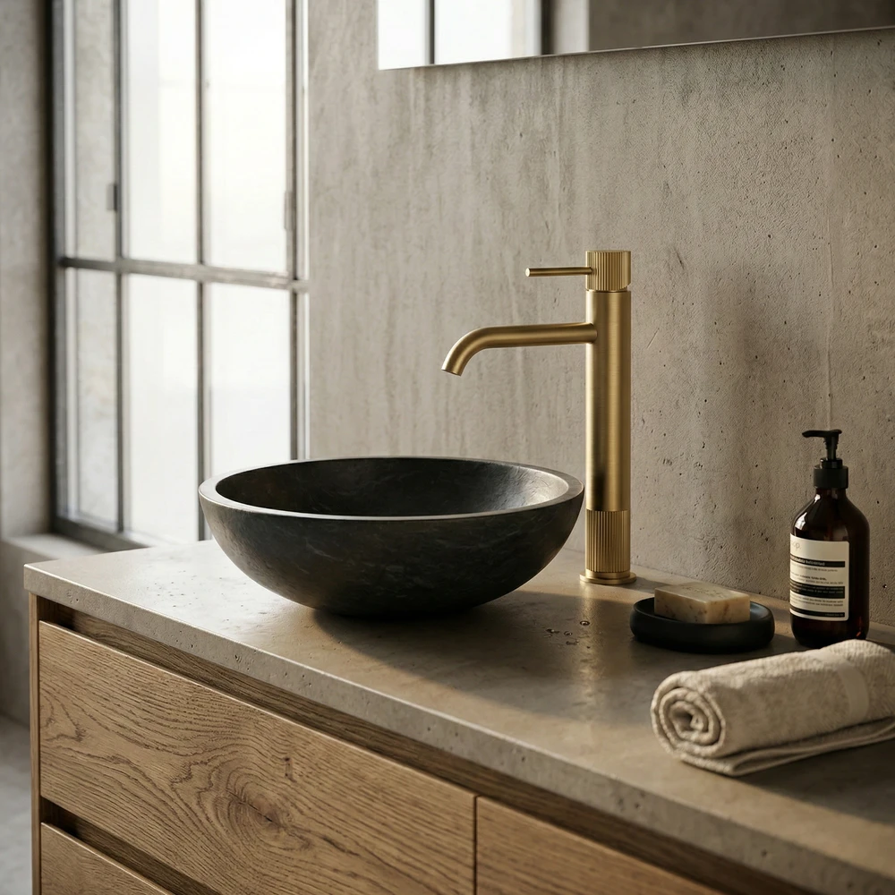 Praustuvo maišytuvas Rea Lungo Stripe High, Brushed Gold