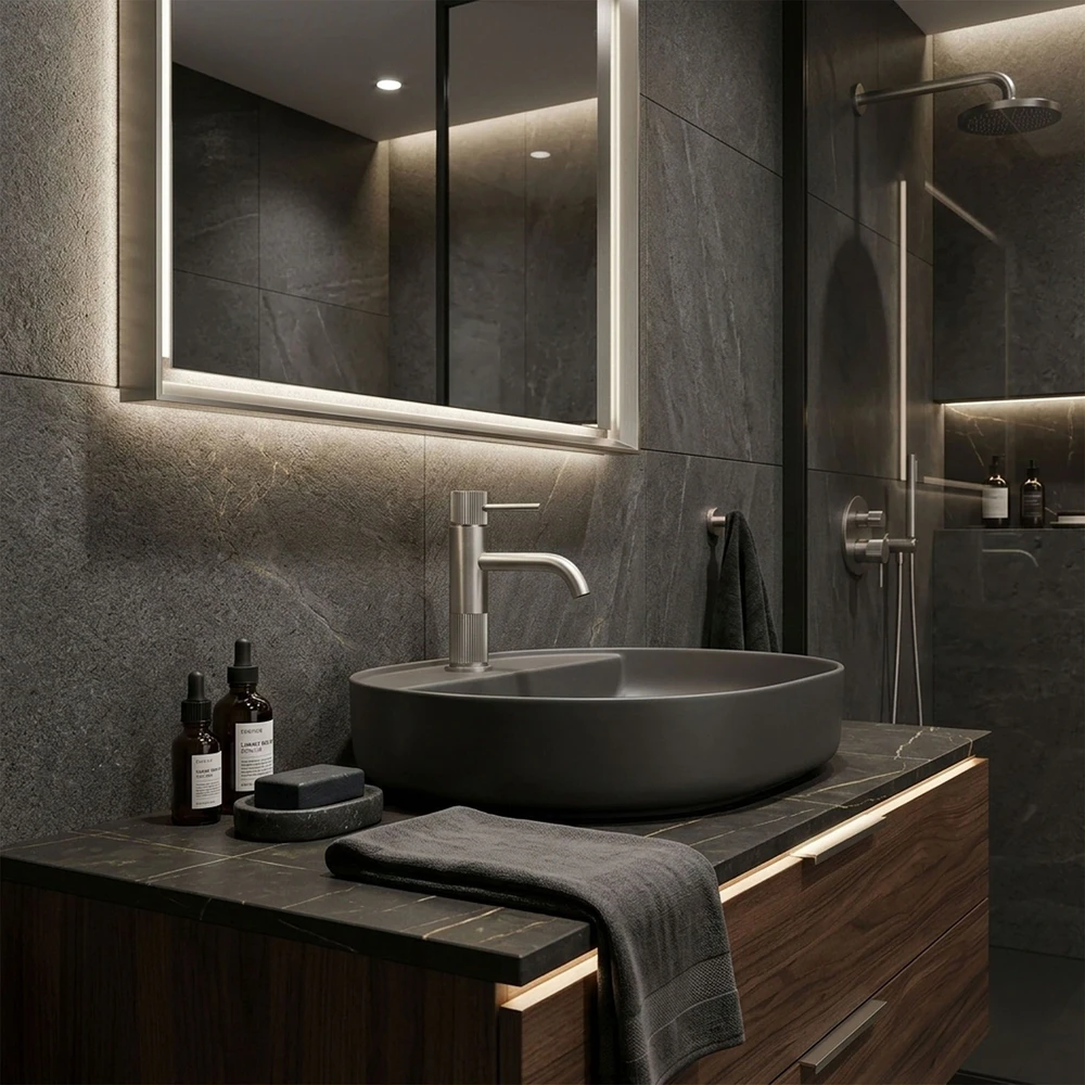 Praustuvo maišytuvas Rea Lungo Stripe Low, Brushed Nickel