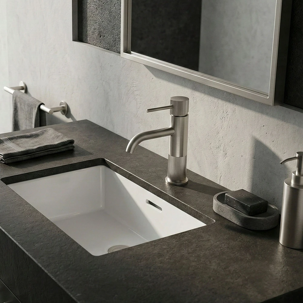 Praustuvo maišytuvas Rea Lungo Stripe Low, Brushed Nickel