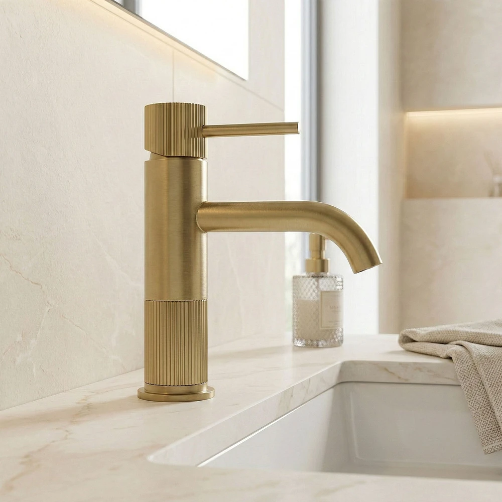 Praustuvo maišytuvas Rea Lungo Stripe Low, Brushed Gold