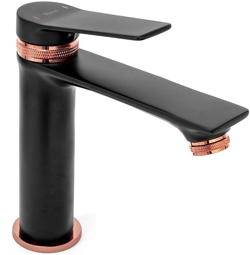 Praustuvo maišytuvas Rea Viral Low, Juodas/Rose Gold