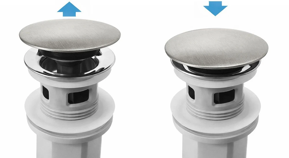 Praustuvo sifonas REA Flow su Click-Clack, Brushed Nickel