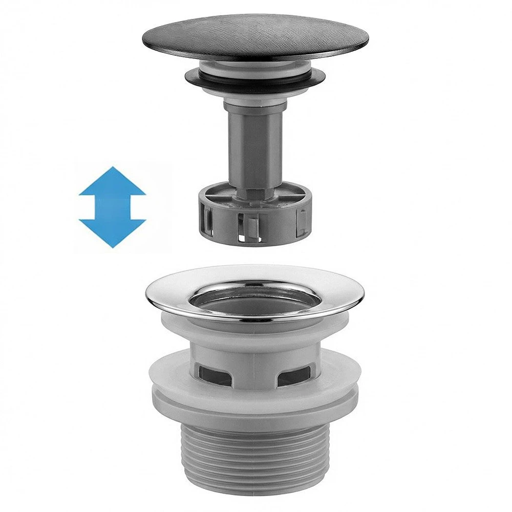 Praustuvo sifonas REA Flow su Click-Clack, Titanium