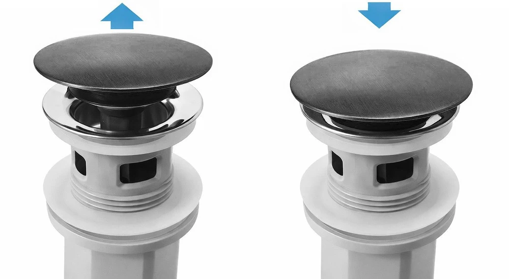 Praustuvo sifonas REA Flow su Click-Clack, Titanium