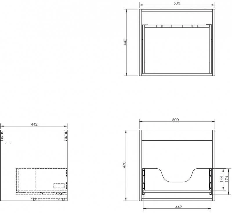 Praustuvo spintelės korpusas Mexen Box-A, 50 cm, 1 stalčius, Juodas matt