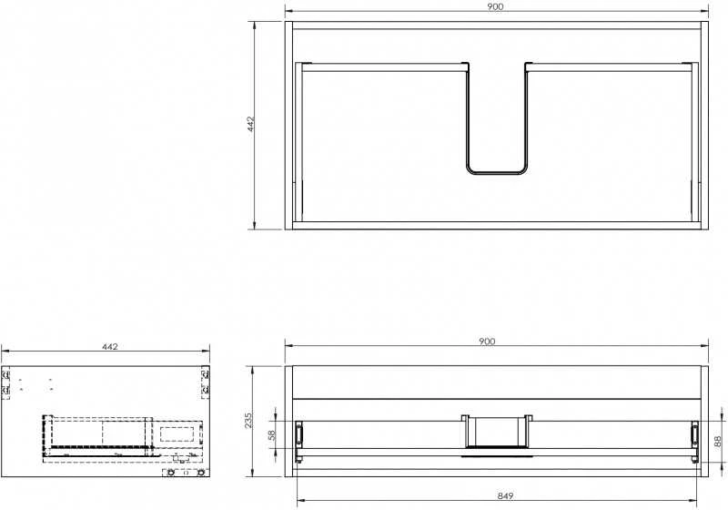 Praustuvo spintelės korpusas Mexen Box-A, 90 cm, 1 stalčius, Baltas matt