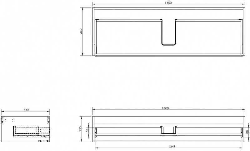 Praustuvo spintelės korpusas Mexen Box-A, 140 cm, 1 stalčius, Juodas matt