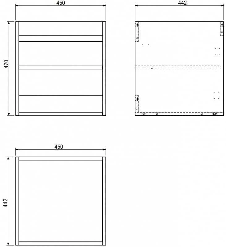 Praustuvo spintelės korpusas Mexen Box-A, 45 cm, Pilkas matt
