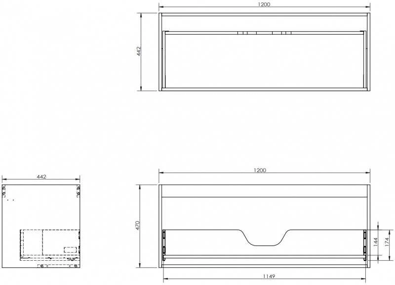 Praustuvo spintelės korpusas Mexen Box-A, 120 cm, 1 stalčius, Pilkas matt