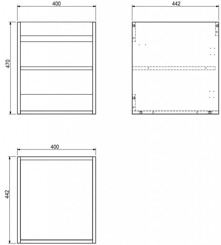 Praustuvo spintelės korpusas Mexen Box-A, 40 cm, Pilkas matt