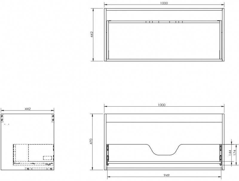 Praustuvo spintelės korpusas Mexen Box-A, 100 cm, 1 stalčius, Pilkas matt
