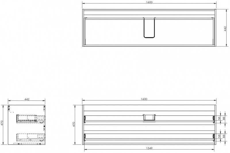 Praustuvo spintelės korpusas Mexen Box-A, 160 cm, 2 stalčiai, Baltas matt