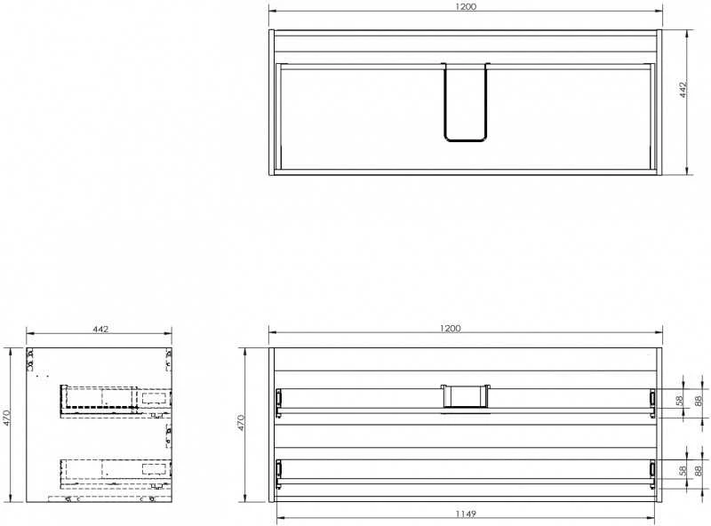 Praustuvo spintelės korpusas Mexen Box-A, 120 cm, 2 stalčiai, Graphite matt